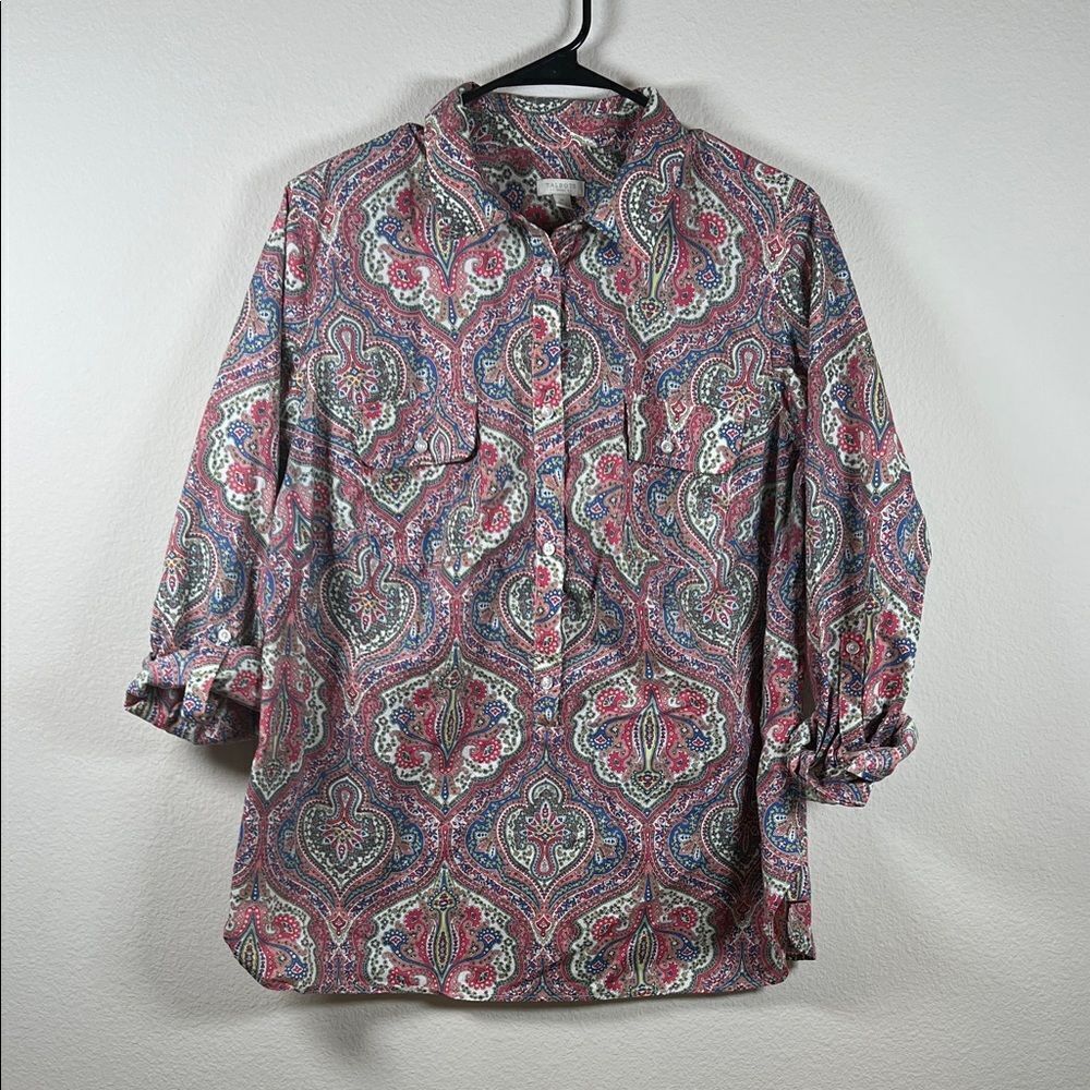 Talbots paisley print button front shirt
